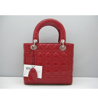 Dior Lady Dior Medium Patent Top Handle Bag Red Dior Lady Dior Medium Patent Top Handle Bag Red