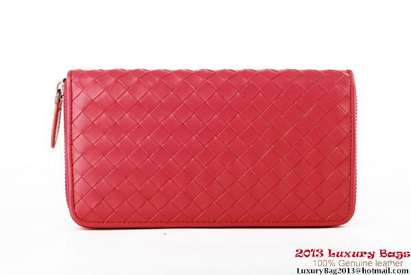 Bottega Veneta Intrecciato Nappa Zippy Wallet BV1571 Peach