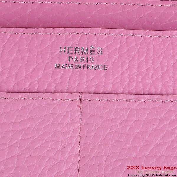 Hermes Dogon Wallet Clemence Leather Travel Case H001 Pink