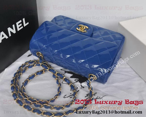 Chanel Classic Flap Bags Blue Original Patent Leather A1116 Gold Chanel Classic Flap Bags Blue Original Patent Leather A1116 Gold