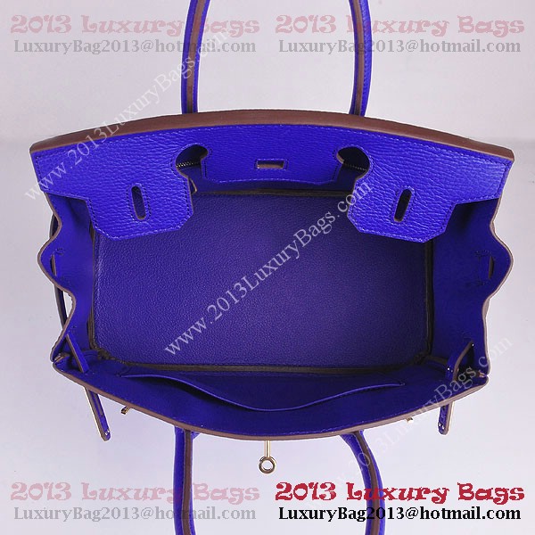 Hermes Birkin 30CM Tote Bag Blue Clemence Leather H6088 Gold