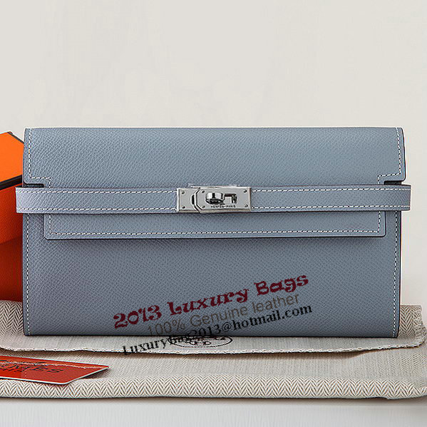 Hermes Kelly Original Saffiano Leather Bi-Fold Wallet A708 SkyBlue Hermes Kelly Original Saffiano Leather Bi-Fold Wallet A708 SkyBlue