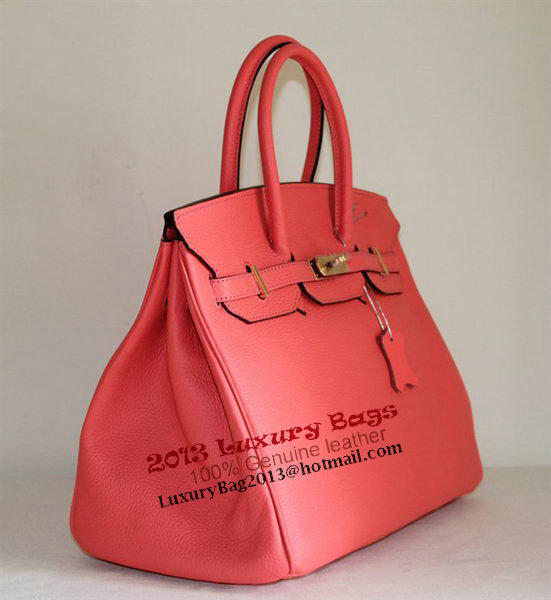 Hermes Birkin 35CM Tote Bag Light Red Clemence Leather H6089 Gold