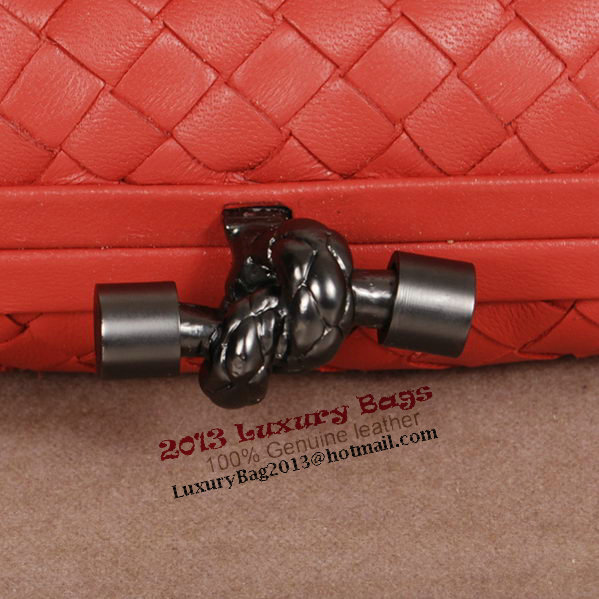 Bottega Veneta Intrecciato Sheepskin Impero Ayers Knot Clutch 11308 Light Red Bottega Veneta Intrecciato Sheepskin Impero Ayers Knot Clutch 11308 Light Red