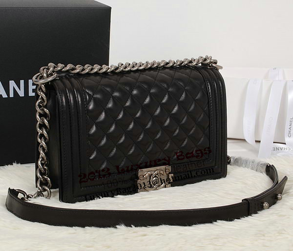 Boy Chanel A67086 Black Flap Shoulder Bag Original Calfskin Leather