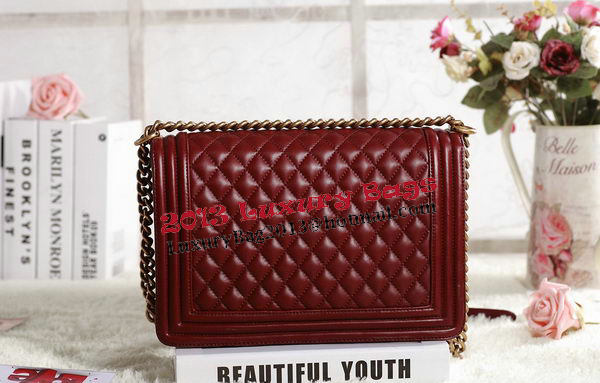 Chanel Boy Flap Shoulder Bag in Burgundy Original Leather Gold