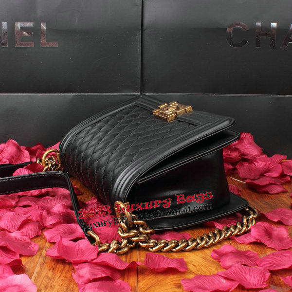 Boy Chanel Flap Shoulder Bag Black Original Leather A67086 Bronze
