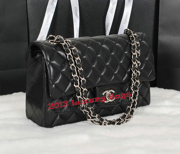Chanel Classic Flap Bag Black Original Sheepskin Leather A1118 Silver Chanel Classic Flap Bag Black Original Sheepskin Leather A1118 Silver