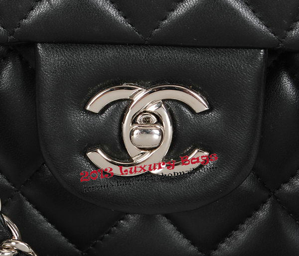 Chanel Classic Flap Bag Black Original Sheepskin Leather A1118 Silver Chanel Classic Flap Bag Black Original Sheepskin Leather A1118 Silver