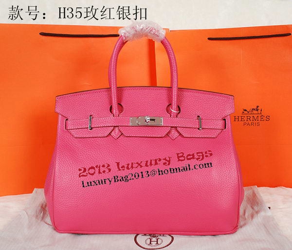 Hermes Birkin 35CM Tote Bag Rose Original Grainy Leather H35 Silver Hermes Birkin 35CM Tote Bag Rose Original Grainy Leather H35 Silver