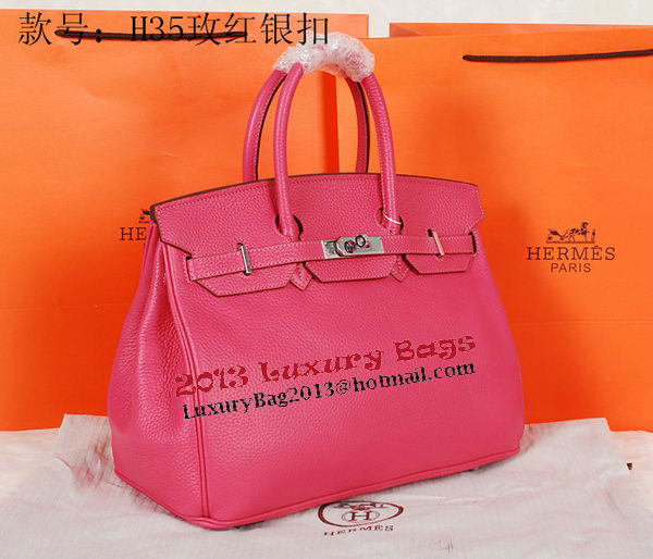 Hermes Birkin 35CM Tote Bag Rose Original Grainy Leather H35 Silver Hermes Birkin 35CM Tote Bag Rose Original Grainy Leather H35 Silver