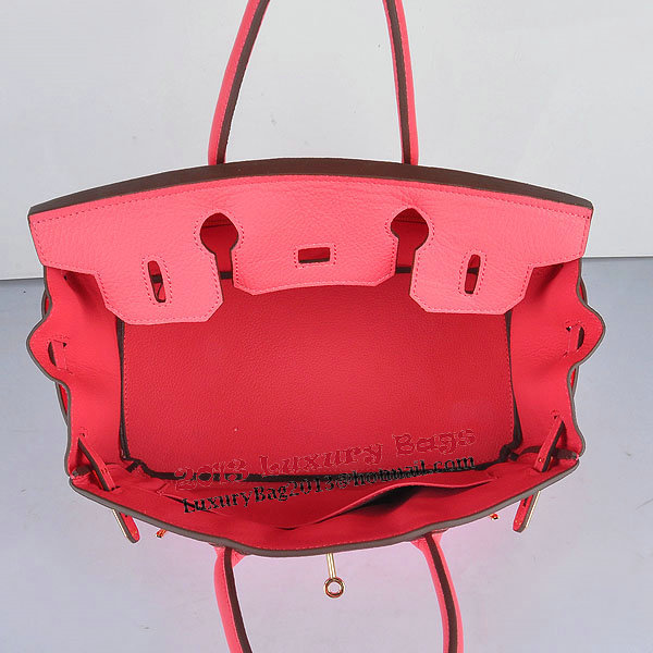 Hermes Birkin 30CM Tote Bags Pink Clemence Leather Gold