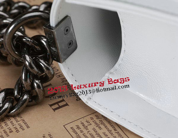 Chanel Boy Flap Shoulder Bag White Original Calfskin Leather CHA67086 Silver Chanel Boy Flap Shoulder Bag White Original Calfskin Leather CHA67086 Silver