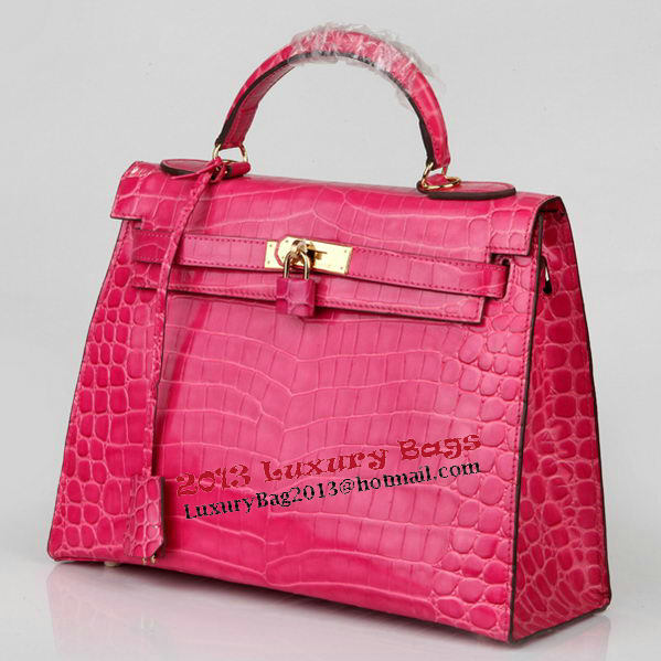 Hermes Kelly 32cm Shoulder Bags Peach Iridescent Croco Leather Gold Hermes Kelly 32cm Shoulder Bags Peach Iridescent Croco Leather Gold
