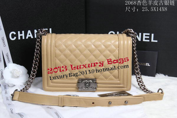 Boy Chanel Flap Shoulder Bag Sheepskin Leather CHA2068 Apricot Boy Chanel Flap Shoulder Bag Sheepskin Leather CHA2068 Apricot