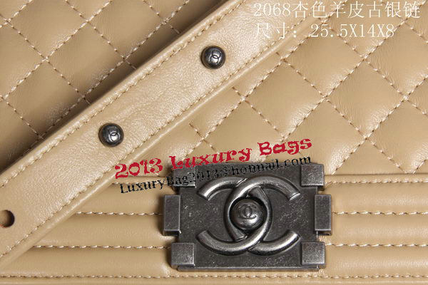 Boy Chanel Flap Shoulder Bag Sheepskin Leather CHA2068 Apricot Boy Chanel Flap Shoulder Bag Sheepskin Leather CHA2068 Apricot