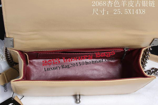 Boy Chanel Flap Shoulder Bag Sheepskin Leather CHA2068 Apricot Boy Chanel Flap Shoulder Bag Sheepskin Leather CHA2068 Apricot