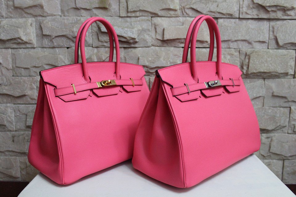 Hermes Birkin 35CM Tote Bag Rose Clemence Leather H6089 Gold/Silver Hermes Birkin 35CM Tote Bag Rose Clemence Leather H6089 Gold/Silver