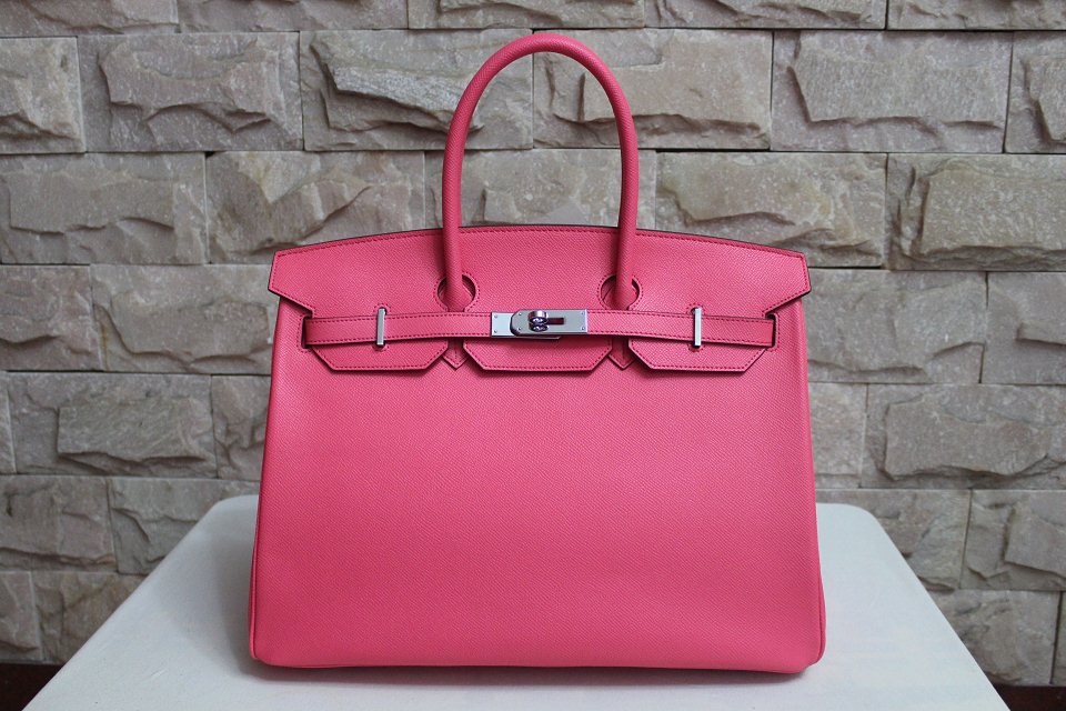 Hermes Birkin 35CM Tote Bag Rose Clemence Leather H6089 Gold/Silver Hermes Birkin 35CM Tote Bag Rose Clemence Leather H6089 Gold/Silver