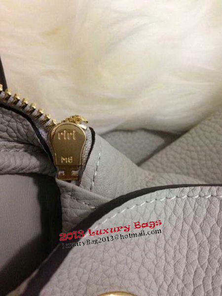 Hermes Lindy 30CM Grey Leather Shoulder Bag HLD30 Gold