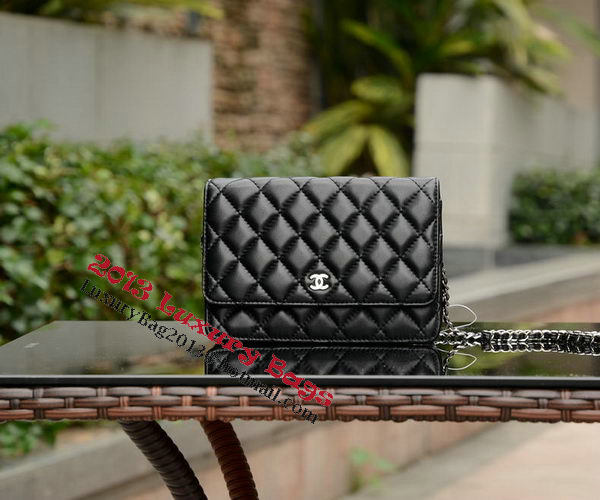 Chanel mini Flap Bag Black Sheepskin Leather A33814 Silver