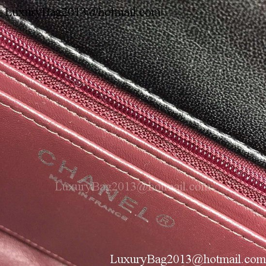 Chanel Classic mini Flap Bag Black Sheepskin Leather A67350 Silver Chanel Classic mini Flap Bag Black Sheepskin Leather A67350 Silver