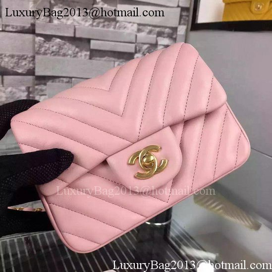 Chanel Classic mini Flap Bag Chevron Sheepskin Leather A68748 Pink Chanel Classic mini Flap Bag Chevron Sheepskin Leather A68748 Pink