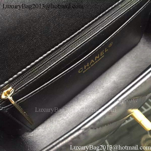 Chanel mini Classic Flap Bag Black Original Sheepskin Chevron Leather CHA5500 Gold