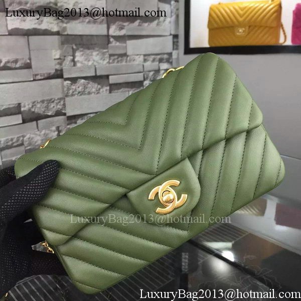 Chanel mini Classic Flap Bag Green Original Sheepskin Chevron Leather CHA5500 Gold Chanel mini Classic Flap Bag Green Original Sheepskin Chevron Leather CHA5500 Gold