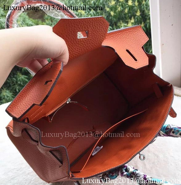 Hermes Birkin 30CM Tote Bags Orange Calfskin Leather BK30 Silver
