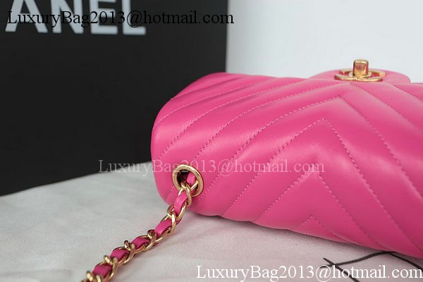 Chanel Classic MINI Flap Bag Chevron Sheepskin Leather A1119 Rose Chanel Classic MINI Flap Bag Chevron Sheepskin Leather A1119 Rose