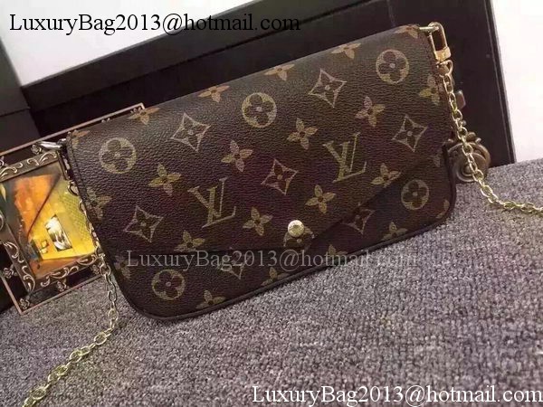Louis Vuitton Monogram Canvas Felicie Chain Wallet M61276 Black Louis Vuitton Monogram Canvas Felicie Chain Wallet M61276 Black
