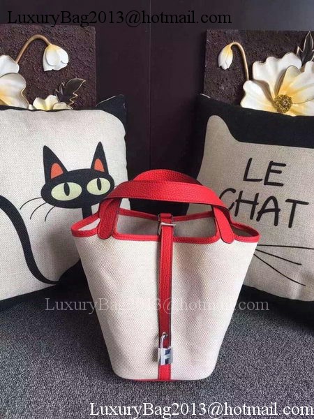 Hermes Picotin Lock 18cm Bag Canvas HPL8618T Red Hermes Picotin Lock 18cm Bag Canvas HPL8618T Red