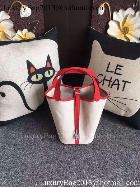Hermes Picotin Lock 18cm Bag Canvas HPL8618T Red Hermes Picotin Lock 18cm Bag Canvas HPL8618T Red