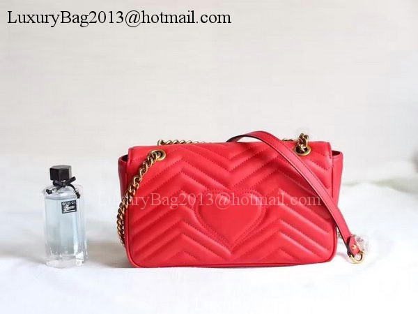 Gucci GG Marmont Matelasse Shoulder Bag 443497 Red