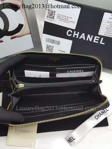 Chanel Original Sheepskin Leather Zippy Wallet A32256 Black Chanel Original Sheepskin Leather Zippy Wallet A32256 Black