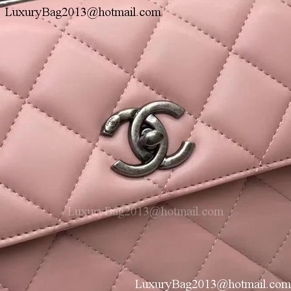 Chanel Classic Top Handle Bag Pink Sheepskin Leather A92991 Silver Chanel Classic Top Handle Bag Pink Sheepskin Leather A92991 Silver
