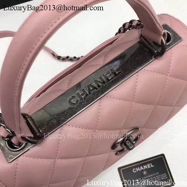 Chanel Classic Top Handle Bag Pink Sheepskin Leather A92991 Silver Chanel Classic Top Handle Bag Pink Sheepskin Leather A92991 Silver