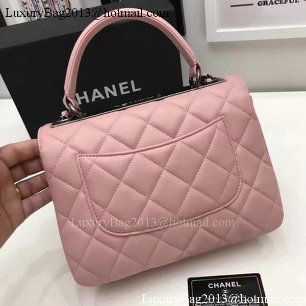 Chanel Classic Top Handle Bag Pink Sheepskin Leather A92991 Silver Chanel Classic Top Handle Bag Pink Sheepskin Leather A92991 Silver