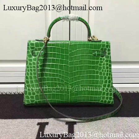 Hermes Kelly 28cm Shoulder Bag Croco Leather K28 Green Hermes Kelly 28cm Shoulder Bag Croco Leather K28 Green