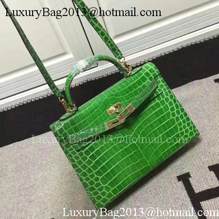 Hermes Kelly 28cm Shoulder Bag Croco Leather K28 Green Hermes Kelly 28cm Shoulder Bag Croco Leather K28 Green