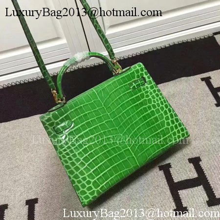 Hermes Kelly 28cm Shoulder Bag Croco Leather K28 Green Hermes Kelly 28cm Shoulder Bag Croco Leather K28 Green
