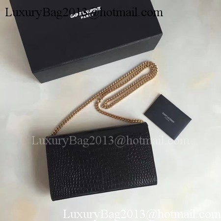 Saint Laurent mini Croco Leather Cross-body Shoulder Bag 360458 Black Saint Laurent mini Croco Leather Cross-body Shoulder Bag 360458 Black