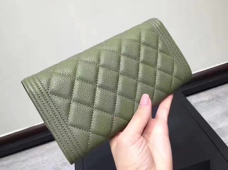 Chanel Boy Matelasse Long Wallet Cannage Pattern CHA5263 Green Chanel Boy Matelasse Long Wallet Cannage Pattern CHA5263 Green