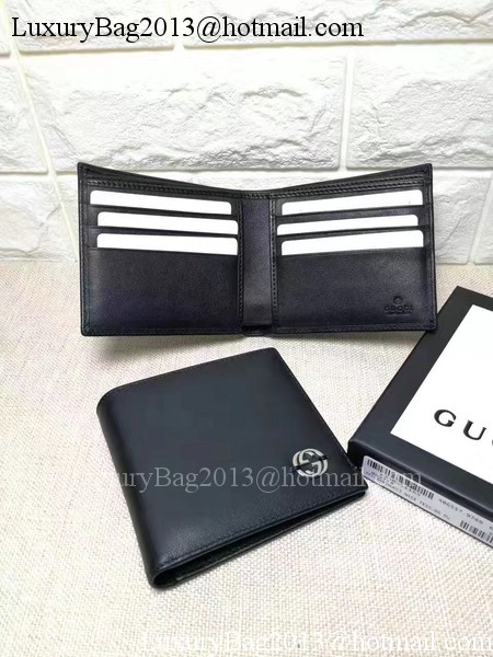 Gucci Calfskin Leather Bi-fold Wallet 256334 Black Gucci Calfskin Leather Bi-fold Wallet 256334 Black