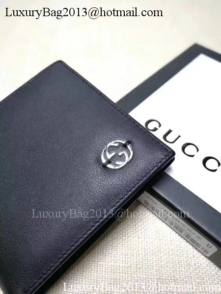 Gucci Calfskin Leather Bi-fold Wallet 256334 Black Gucci Calfskin Leather Bi-fold Wallet 256334 Black