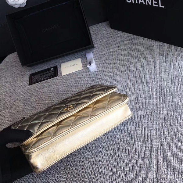 Chanel WOC Flap Bag Original Sheepskin Leather 33814A Glod