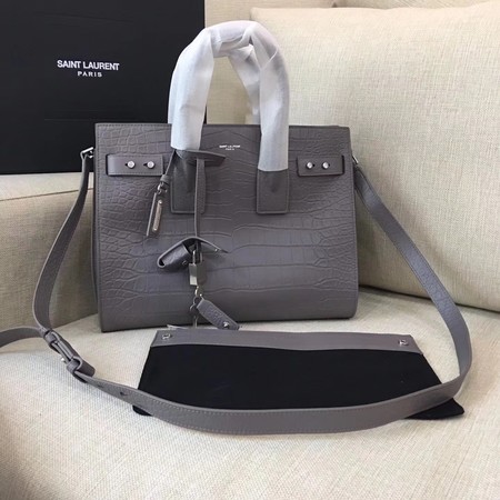 Yves Saint Laurent Classic Sac De Jour Bag Croco Leather Y398709 Grey