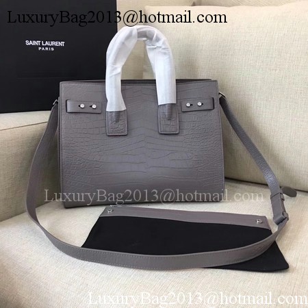 Yves Saint Laurent Classic Sac De Jour Bag Croco Leather Y398709 Grey Yves Saint Laurent Classic Sac De Jour Bag Croco Leather Y398709 Grey
