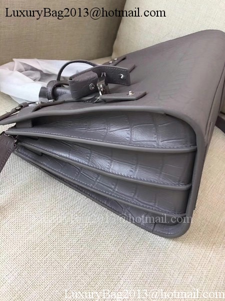 Yves Saint Laurent Classic Sac De Jour Bag Croco Leather Y398709 Grey Yves Saint Laurent Classic Sac De Jour Bag Croco Leather Y398709 Grey